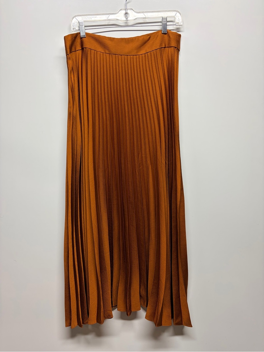 Sezane Pleated Midi Skirt in Burnt Orange